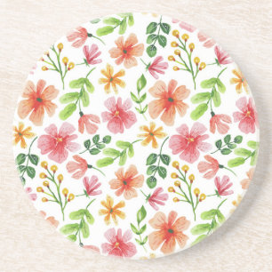 Porta-copos Padrão de Flores Rosa Aquarela-69677