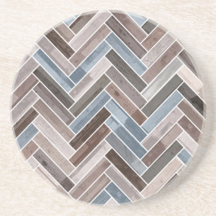 Porta-copos Padrão de Herringbone em Cinza azul marrom