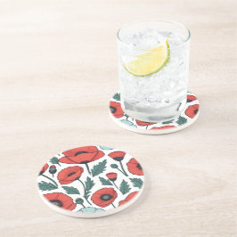 Porta-copos Padrão de Ilustração das Flores de Papoila Vibrant