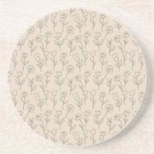 Porta-copos Padrão de Linha Floral Minimalista Elegante