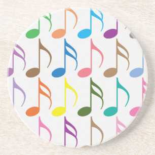 Porta-copos Padrão de notas musicais coloridas