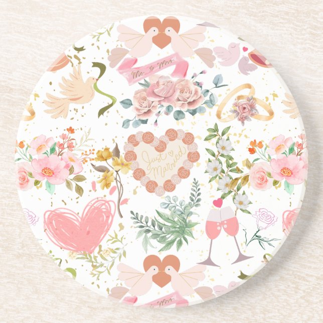 Porta-copos Padrão de ornamentos de casamento (Frente)