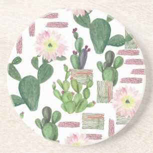 Porta-copos Padrão de pintura sem costura do Cactus Watercolor