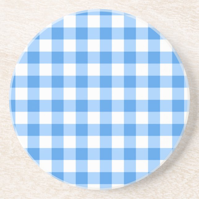 Porta-copos Padrão De Verificação De Gingham Azul E Branco (Frente)