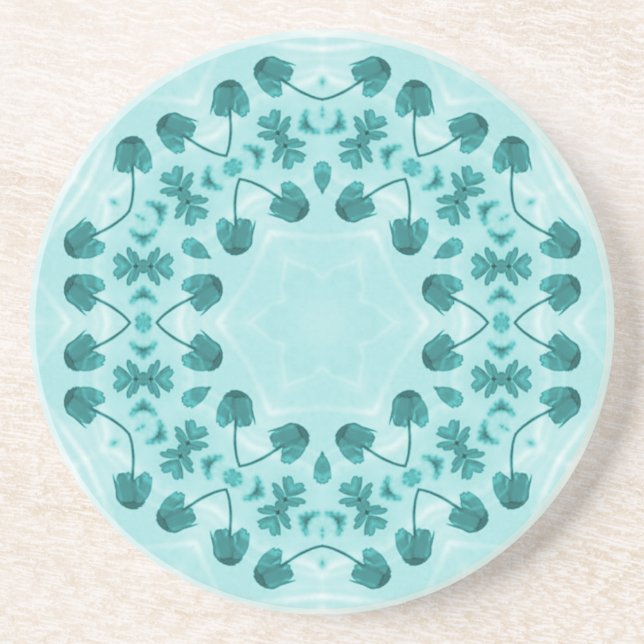 Porta-copos Padrão Floral, Azul Turquesa (Frente)