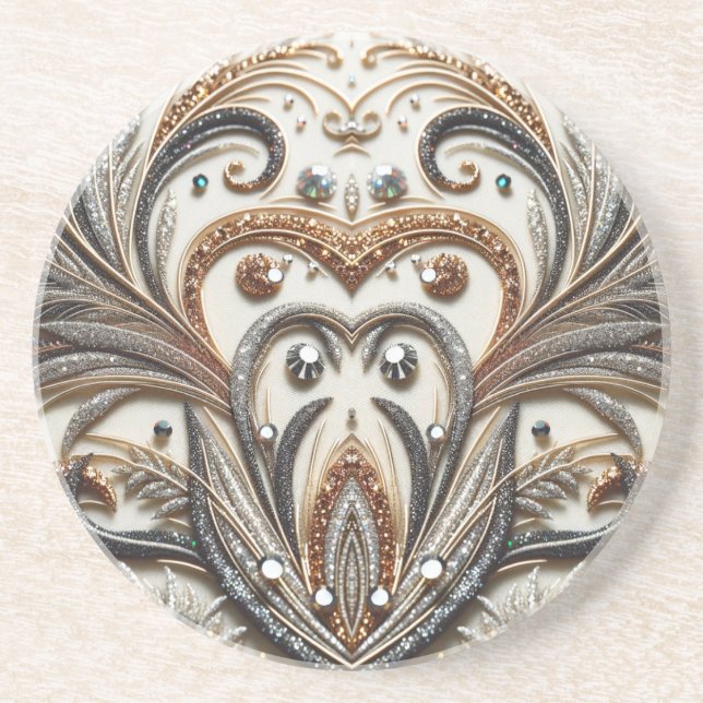 Porta-copos Padrão floral brilhante com gemstone (Frente)