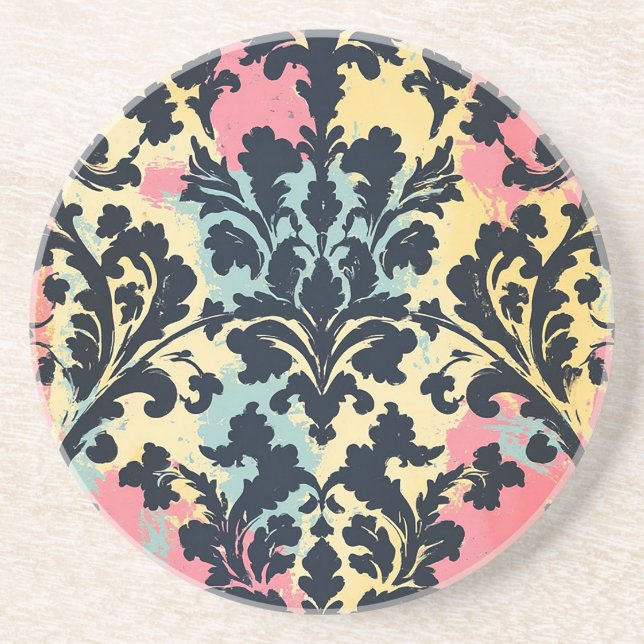 Porta-copos Padrão Floral Damask Vintage (Frente)