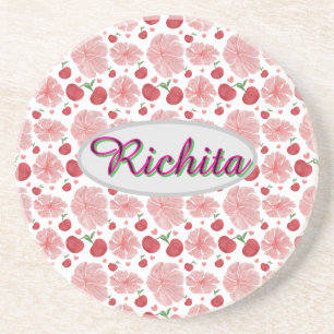 Porta-copos Padrão floral personalizado e customizado em aquar