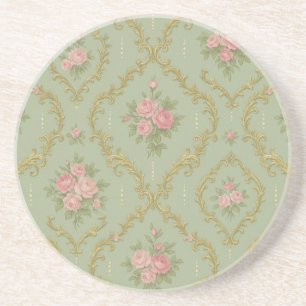 Porta-copos Padrão Floral Rococó Elegante em Pastéis Suaves