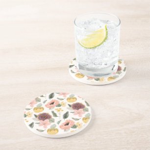 Porta-copos Padrão Floral Seamless em Aquarela Pastel Suave