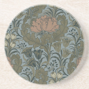 Porta-copos Padrão Floral Vitoriano Antigo Terracota Sage