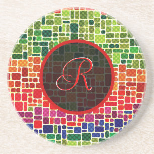 Porta-copos Padrão Geométrico Colorido - Monograma
