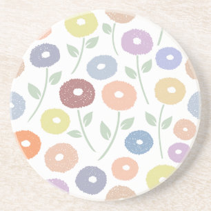 Porta-copos Padrão Grande Flor Fuzzy Pastéis em Branco