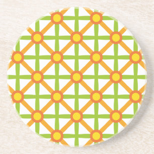 Porta-copos Padrão laranja verde e amarelo inspirado no retro
