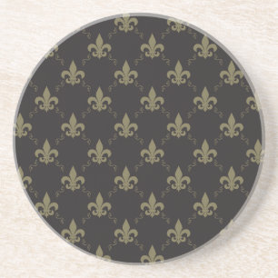 Porta-copos Padrão Luxuoso Black Fleur De Lis Dourado