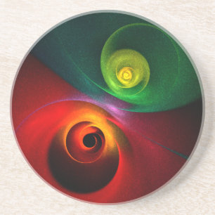Porta-copos Padrão Moderno de Abstrato de Arte Yin Yang Verde 