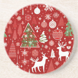 Porta-copos Padrão natalino papais noeis de neve cinza decadên