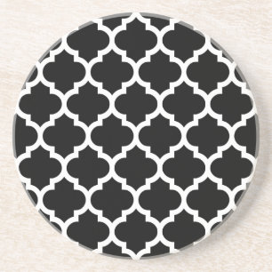 Porta-copos Padrão Preto de Quatrefoil Marroquino Branco #5