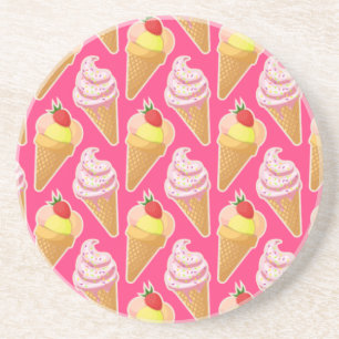 Porta-copos Padrão rosa Kawaii com sorvete de morango