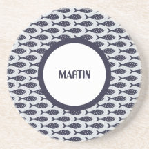 Padrão Texturizado de Peixe de Verão Azul Branco
