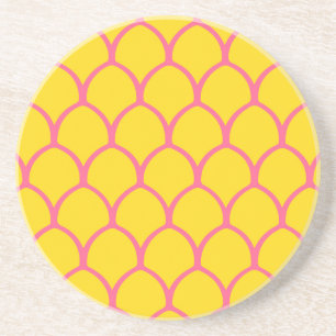 Porta-copos Padrão Tropical de Abacaxi em Rosa e Amarelo