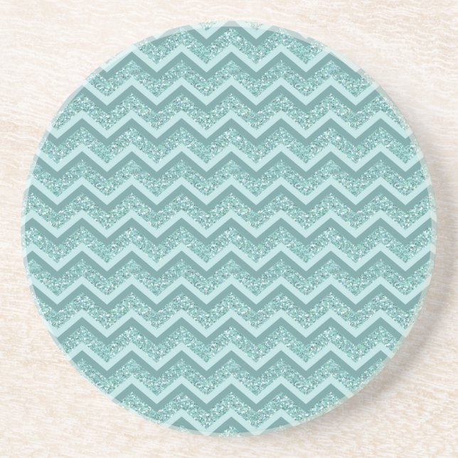 Porta-copos Padrão Turquesa Glitter ZigZag (Frente)