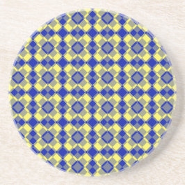 Porta-copos Padrão Xadrez Argyle Azul Amarelo