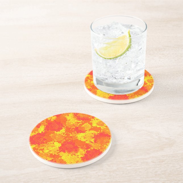 Porta-copos Padrões florais japoneses laranja (Lateral)