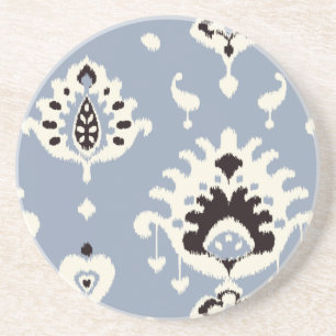 Porta-copos Padrões tribais beige ikat de cinza branca