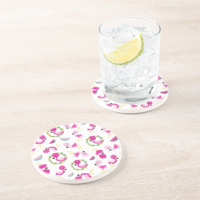 Porta-copos Padrões Tropicais, Flamingos, Melancias, Flores (Lateral)