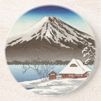 Porta-copos Paisagem do inverno com vista de Monte Fuji