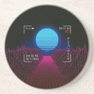 Porta-copos Paisagem do Pôr do Sol Vaporwave