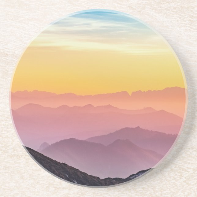 Porta-copos Paisagem Montanha no Sunset (Frente)