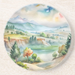 Porta-copos Paisagem Montanhosa em Aquarela