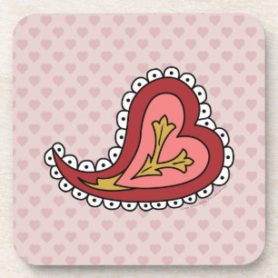 Porta copos Paisley Heart Square