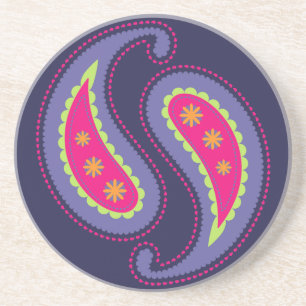 Porta-copos Paisley roxo e rosa