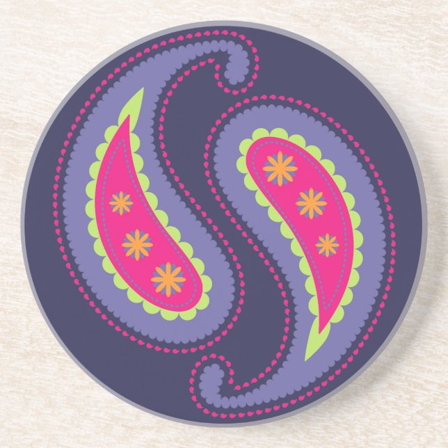 Porta-copos Paisley roxo e rosa (Frente)