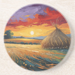 Porta-copos Pajar solitario al atardecer