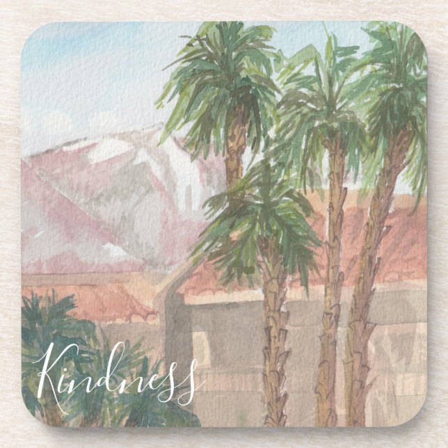 Porta copos "Palm Primavera Watercolor Sketch" (Frente)