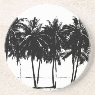 Porta-copos Palmeiras brancas pretas Silhouette