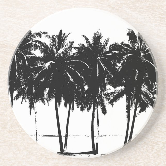 Porta-copos Palmeiras brancas pretas Silhouette (Frente)