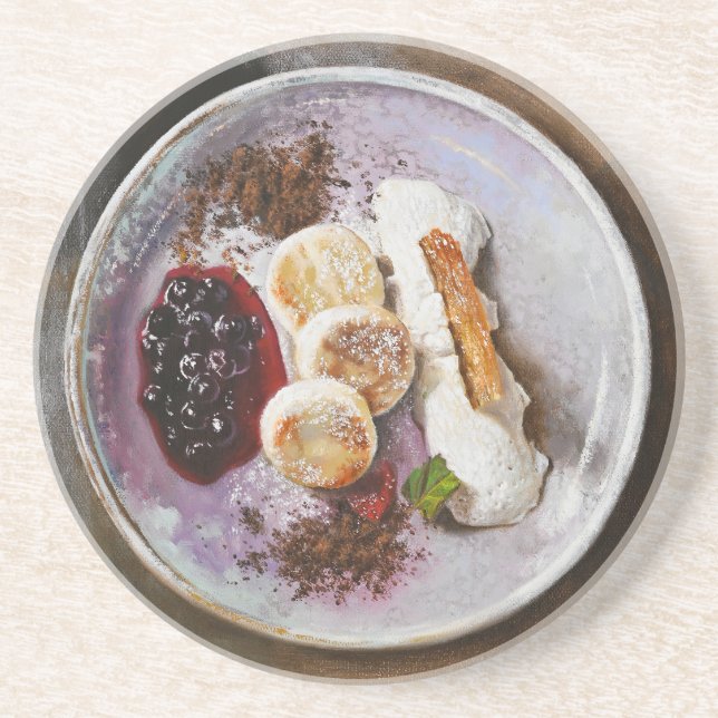 Porta-copos Panquecas de queijo com Berries - Comida Gourmet (Frente)