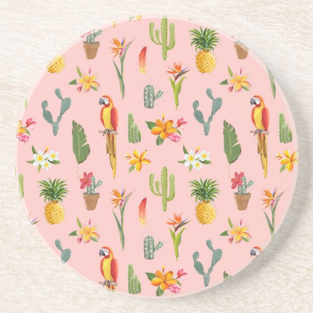 Porta-copos Papagaio Tropical, Cactus Vintage. (Frente)