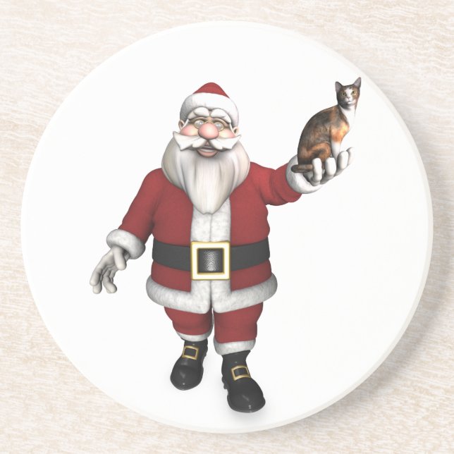 Porta-copos Papai Noel com Calico Cat (Frente)
