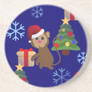 Porta-copos papai noel de natal, macaco emoji