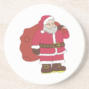 Porta-copos Papai Noel de vermelho com saco de presentes e ócu