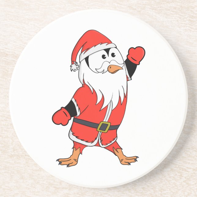 Porta-copos Papai Noel Pinguim Pronta para o Natal (Frente)