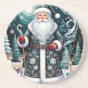 Porta-copos Papai Noel tradicional em cena de inverno festiva