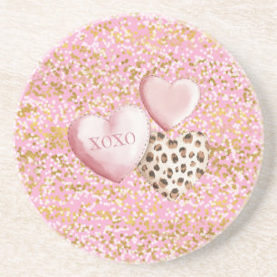 Porta-copos Papel Confete Branco Dourado Rosa XOXO