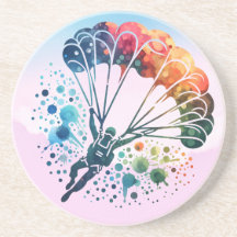 Paracaidista Colorido em Aquarela